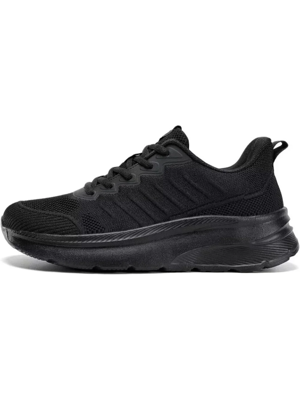 Men's Black Wide Walking Shoes Soft Sole Non Slip Running Comfortable Tennis
